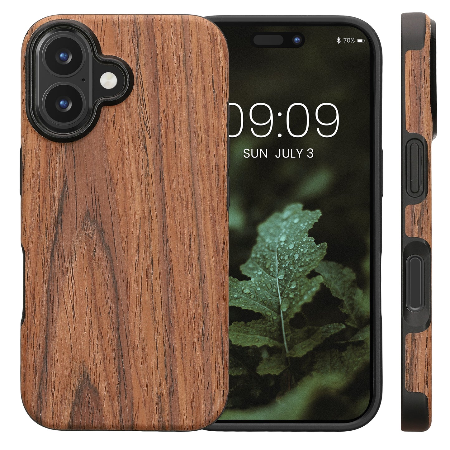 kwmobile Case Compatible with Apple iPhone 16 Back Cover Wood Grain