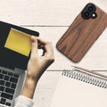 kwmobile Case Compatible with Apple iPhone 16 Back Cover Wood Grain