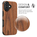 kwmobile Case Compatible with Apple iPhone 16 Back Cover Wood Grain