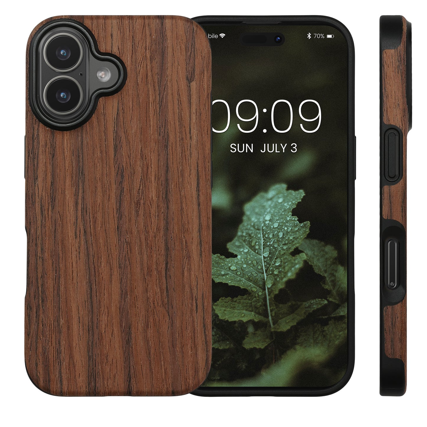 kwmobile Case compatible with Apple iPhone 17 Back Cover Wood Grain