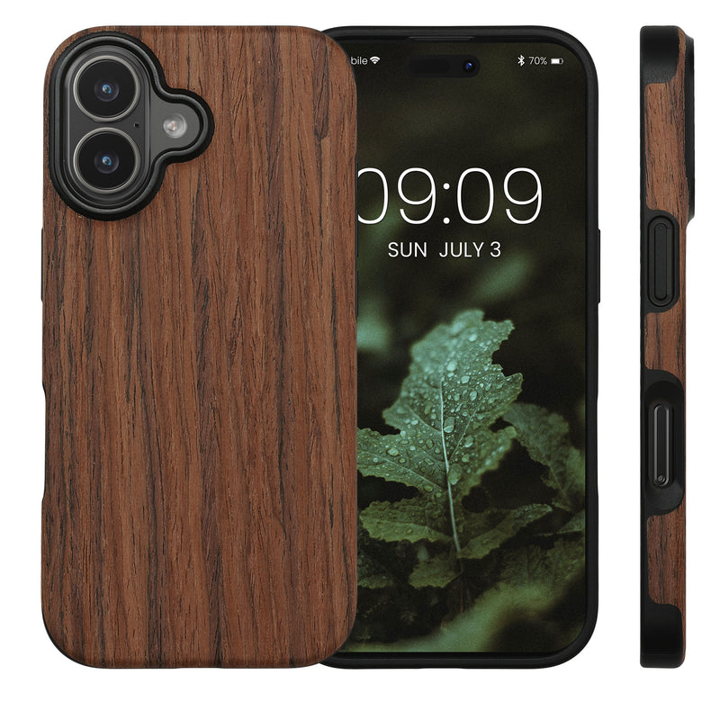 kwmobile Case compatible with Apple iPhone 17 Back Cover Wood Grain