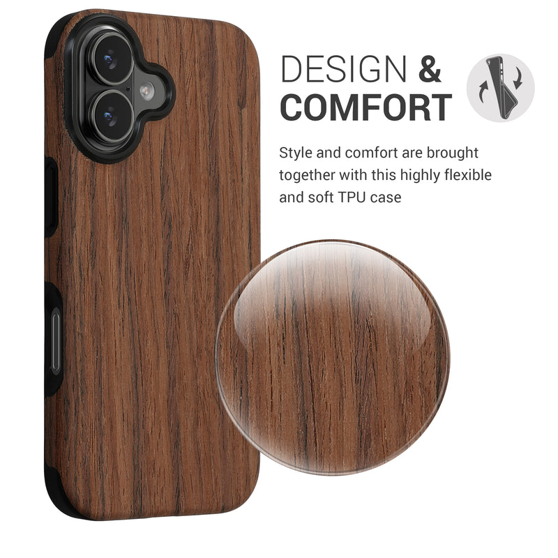 kwmobile Case compatible with Apple iPhone 17 Back Cover Wood Grain
