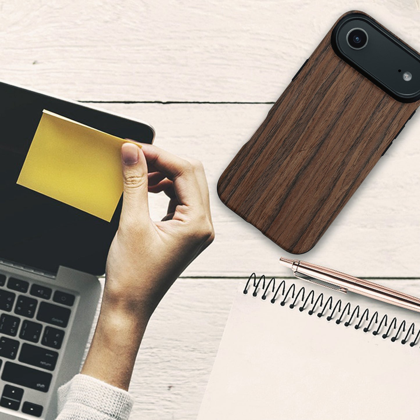 kwmobile Case Compatible with Apple iPhone Air Back Cover Wood Grain