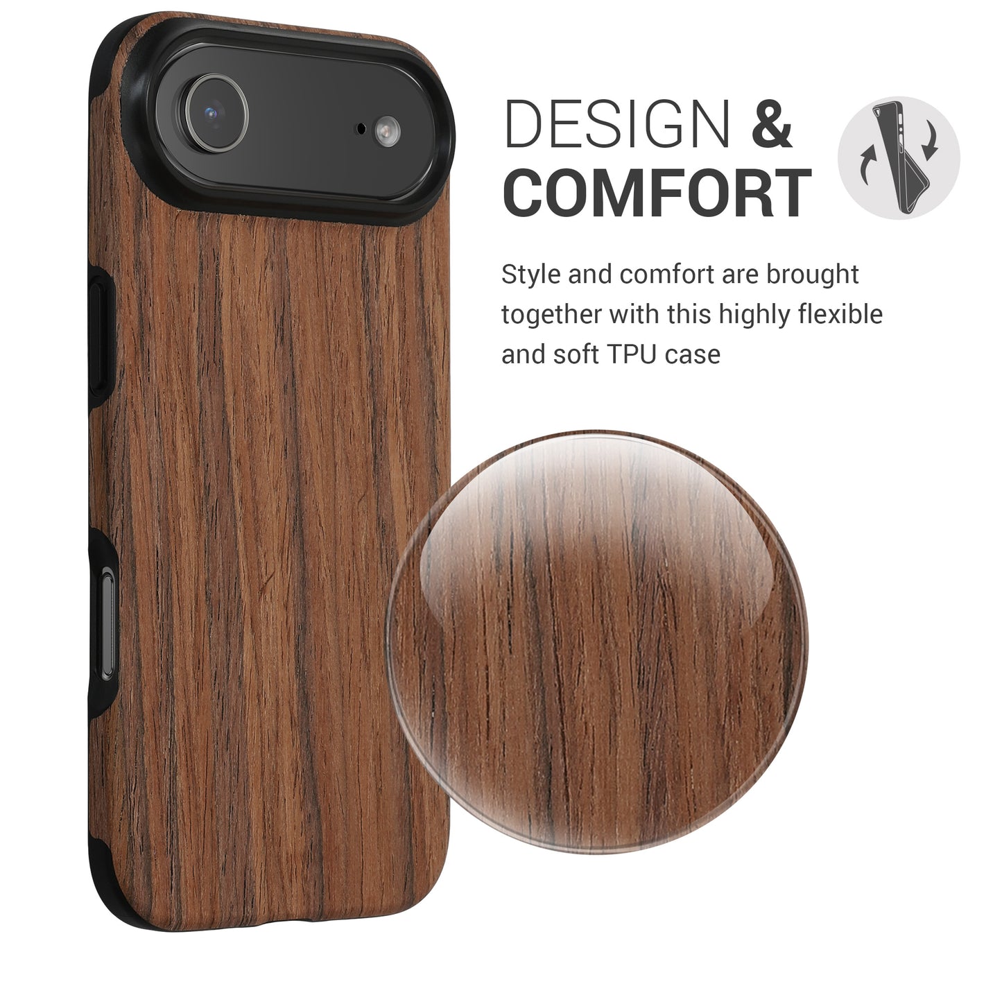 kwmobile Case Compatible with Apple iPhone Air Back Cover Wood Grain