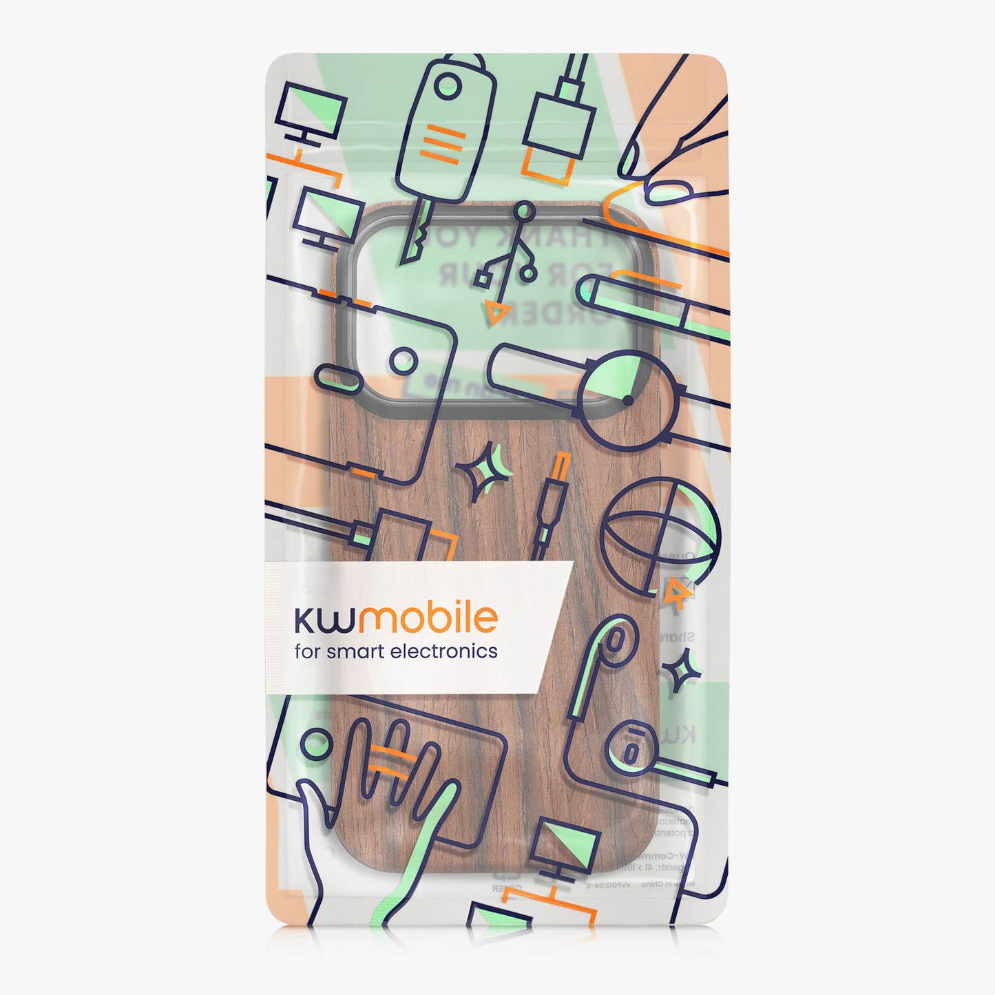 kwmobile Case Compatible with Apple iPhone 17 Pro Back Cover Wood Grain