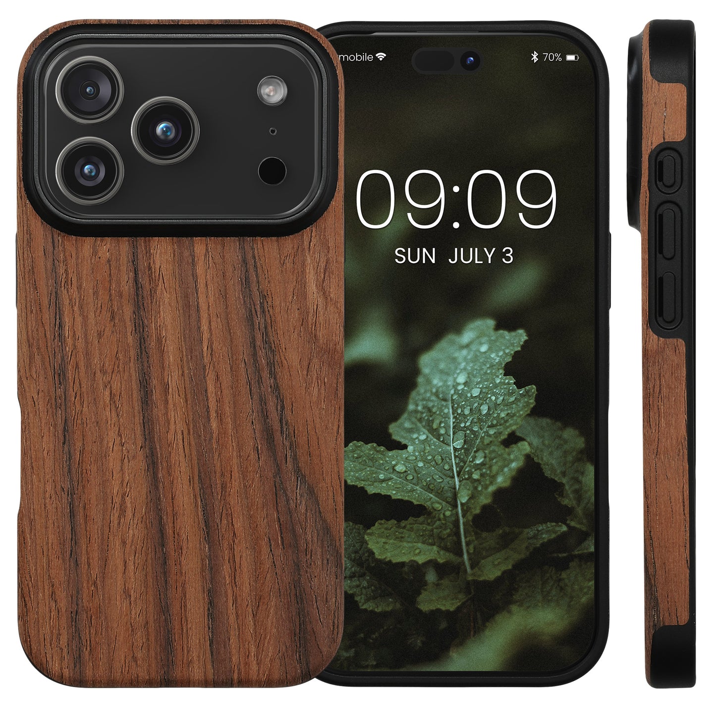 kwmobile Case Compatible with Apple iPhone 17 Pro Back Cover Wood Grain