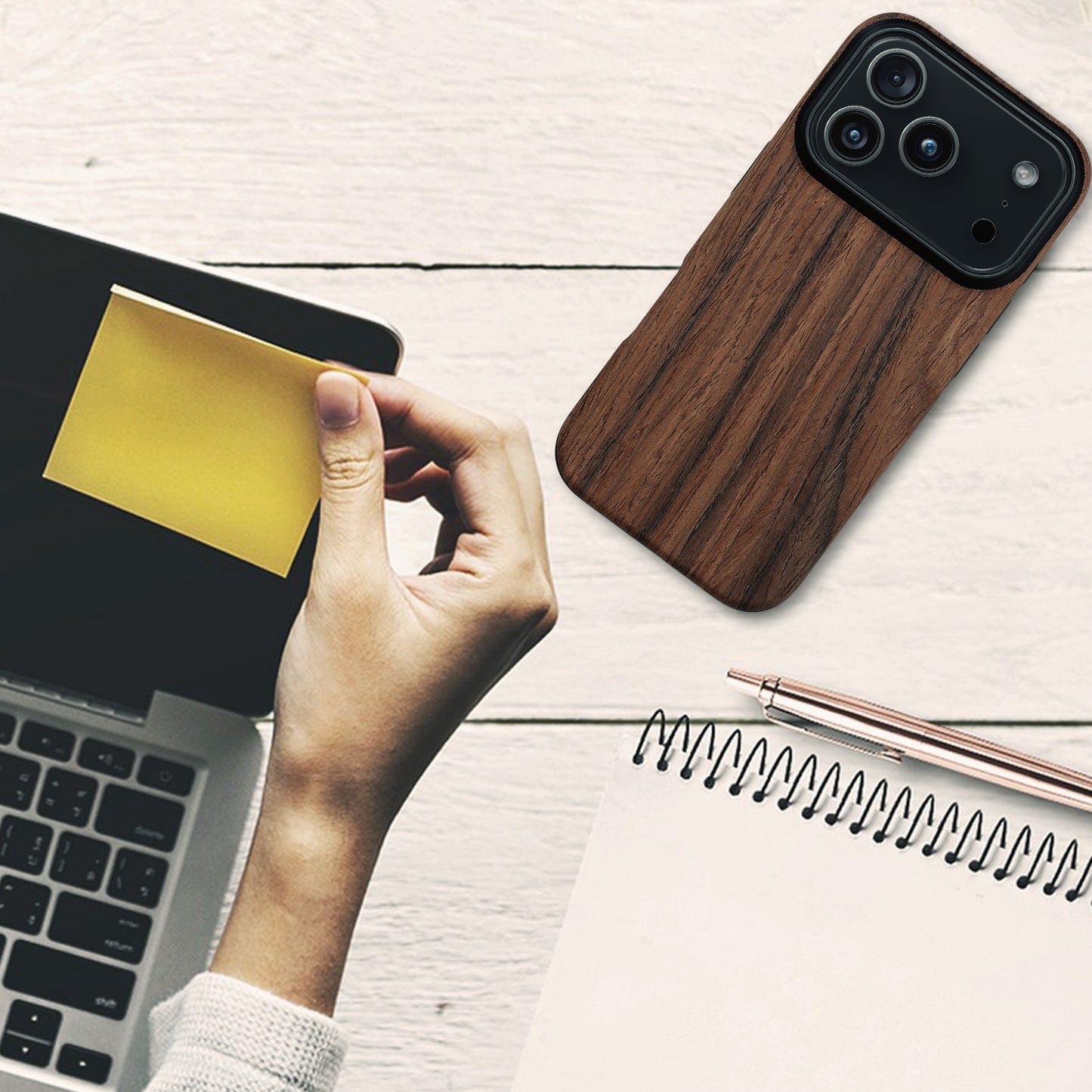 kwmobile Case Compatible with Apple iPhone 17 Pro Back Cover Wood Grain