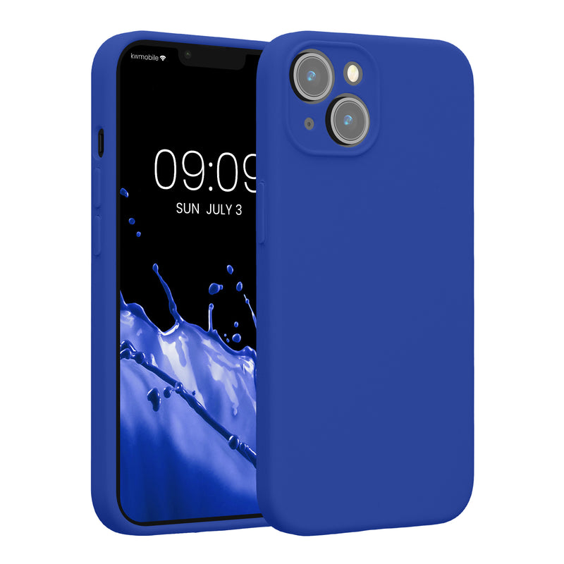 kwmobile Handyhülle kompatibel mit Apple iPhone 14 Hülle - gummierte Handy Case aus Silikon in Baltik Blau Baltik Blau  