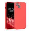 kwmobile Handyhülle kompatibel mit Apple iPhone 14 Hülle - gummierte Handy Case aus Silikon in Neon Koralle Neon Koralle  
