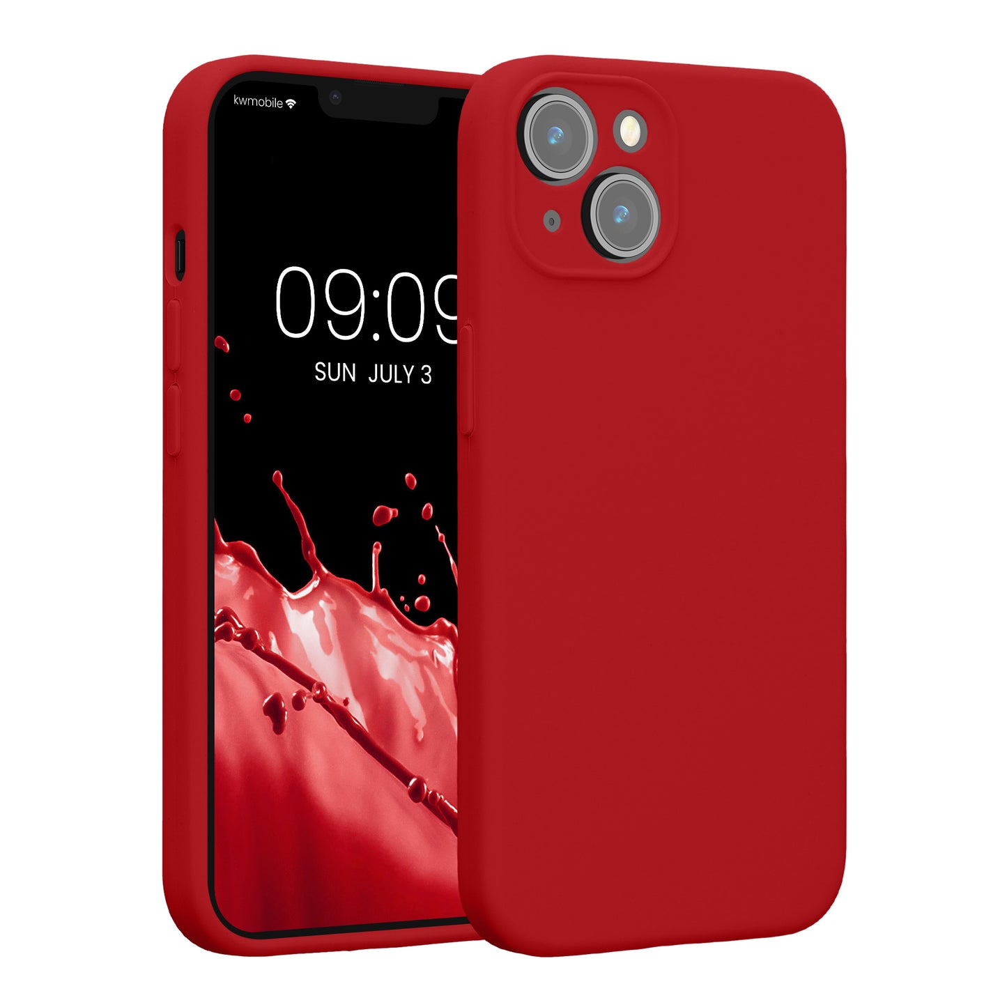 kwmobile Handyhülle kompatibel mit Apple iPhone 14 Hülle - gummierte Handy Case aus Silikon in Rhabarber Rot Rhabarber Rot  