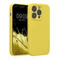 kwmobile Handyhülle kompatibel mit Apple iPhone 14 Pro Hülle - gummierte Handy Case aus Silikon in Zitronengelb Zitronengelb  