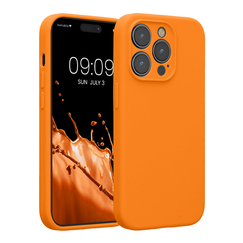kwmobile Handyhülle kompatibel mit Apple iPhone 14 Pro Hülle - gummierte Handy Case aus Silikon in Fruity Orange Fruity Orange  