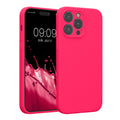 kwmobile Handyhülle kompatibel mit Apple iPhone 14 Pro Max Hülle - gummierte Handy Case aus Silikon in Neon Pink Neon Pink  