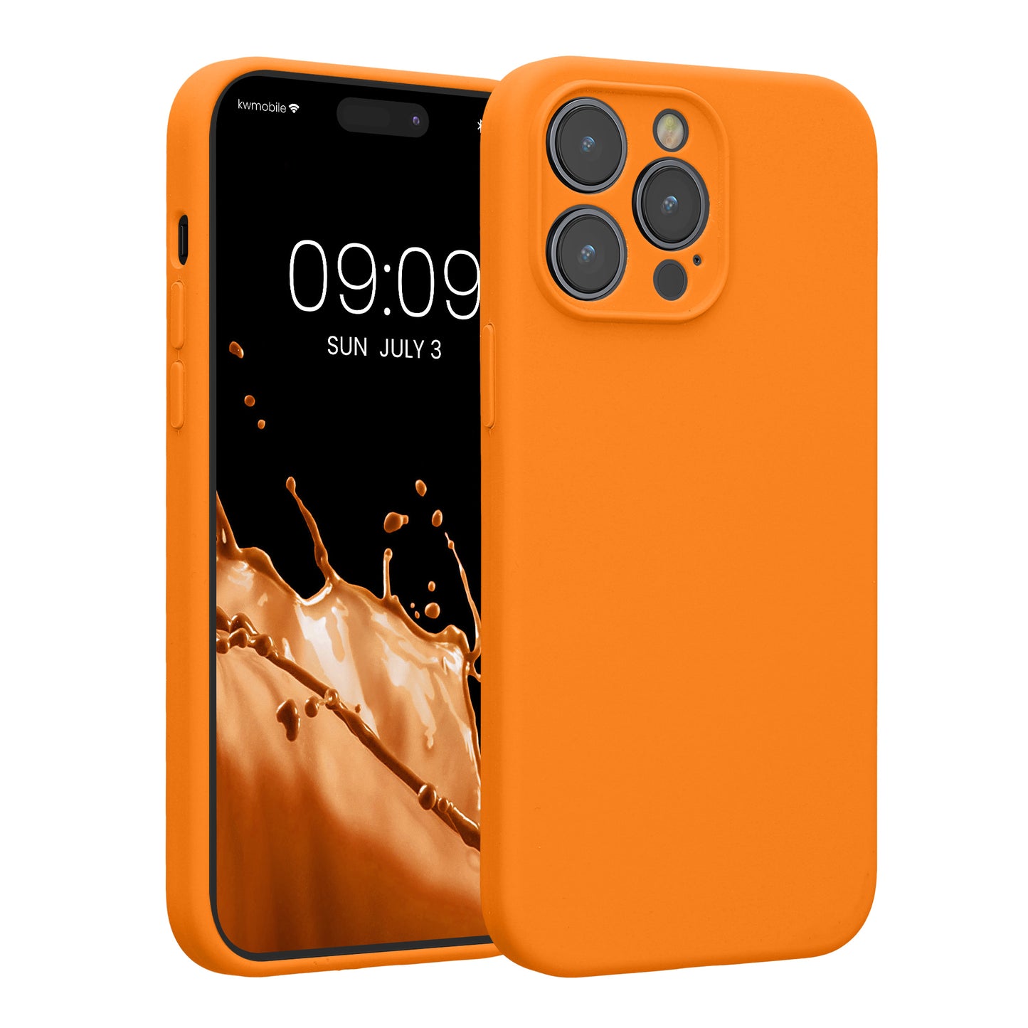 kwmobile Handyhülle kompatibel mit Apple iPhone 14 Pro Max Hülle - gummierte Handy Case aus Silikon in Fruity Orange Fruity Orange  