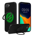 kwmobile Hülle für Apple iPhone 17e / iPhone 16e Handyhülle - Case kompatibel mit MagSafe - Cover mit Ringständer - Kunstleder Carbon Look in Schwarz Schwarz  [dsg01]