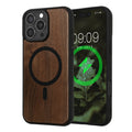kwmobile Hülle für Apple iPhone 16 Pro Max Handyhülle - Cover aus Holz und TPU - Kompatibel mit MagSafe - Case in Dunkelbraun Schwarz Holz Dunkelbraun  