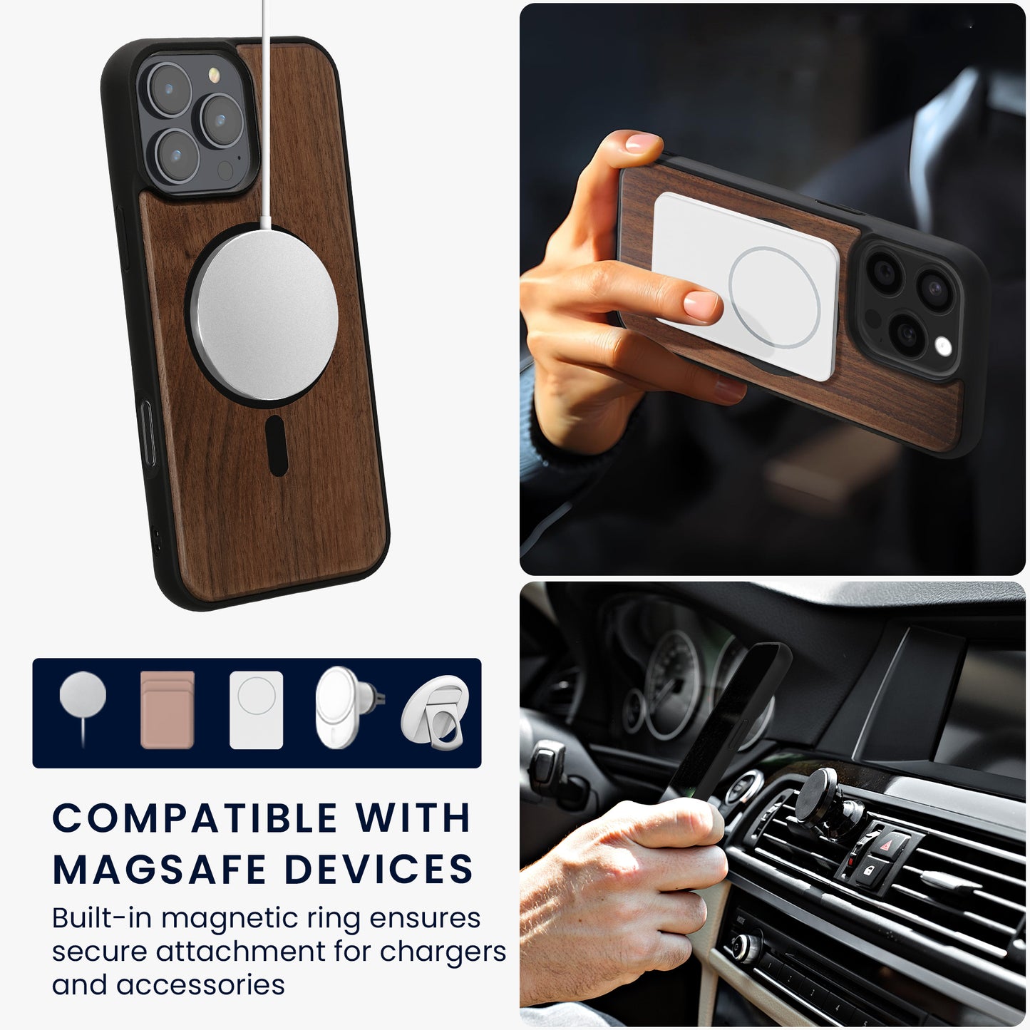 kwmobile Case for Apple iPhone 16 Pro Max - Cover Made of and TPU - Compatible with MagSafe - Black