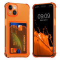 kwmobile Hülle mit Kartenfach kompatibel mit Apple iPhone 15 - Handyhülle iPhone 15 mit Kartenfach - Soft Case - Schutzhülle in Fruity Orange Transparent Fruity Orange  