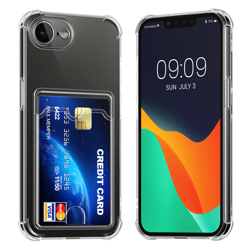 kwmobile Hülle mit Kartenfach kompatibel mit Apple iPhone 17e / iPhone 16e - Handyhülle iPhone 17e / iPhone 16e mit Kartenfach - Soft Case - Schutzhülle in Transparent Transparent  