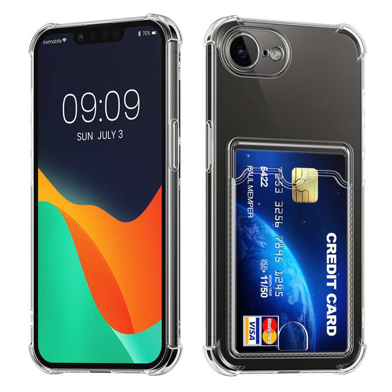 kwmobile Card Holder Case Compatible with Apple iPhone 17e / iPhone 16e - Soft Case - Protective Cover Transparent