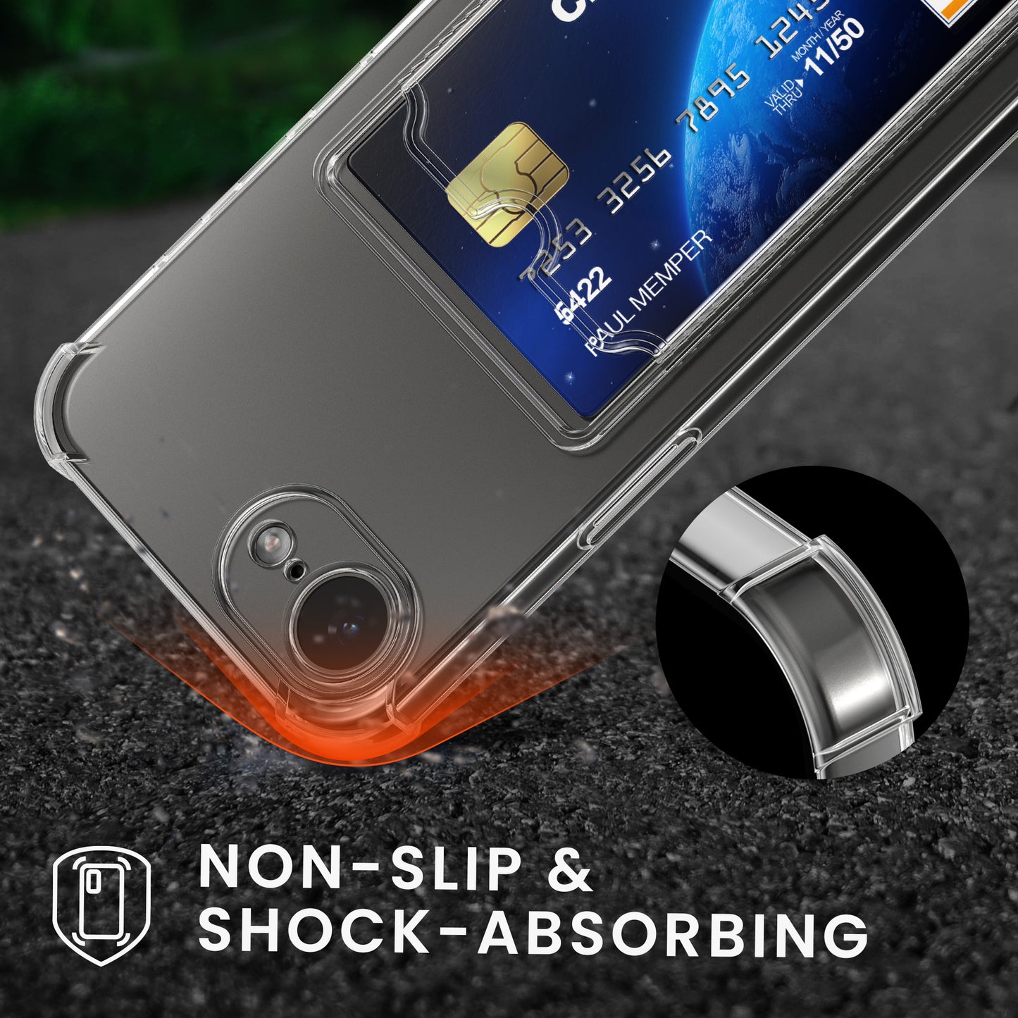 kwmobile Card Holder Case Compatible with Apple iPhone 17e / iPhone 16e - Soft Case - Protective Cover Transparent
