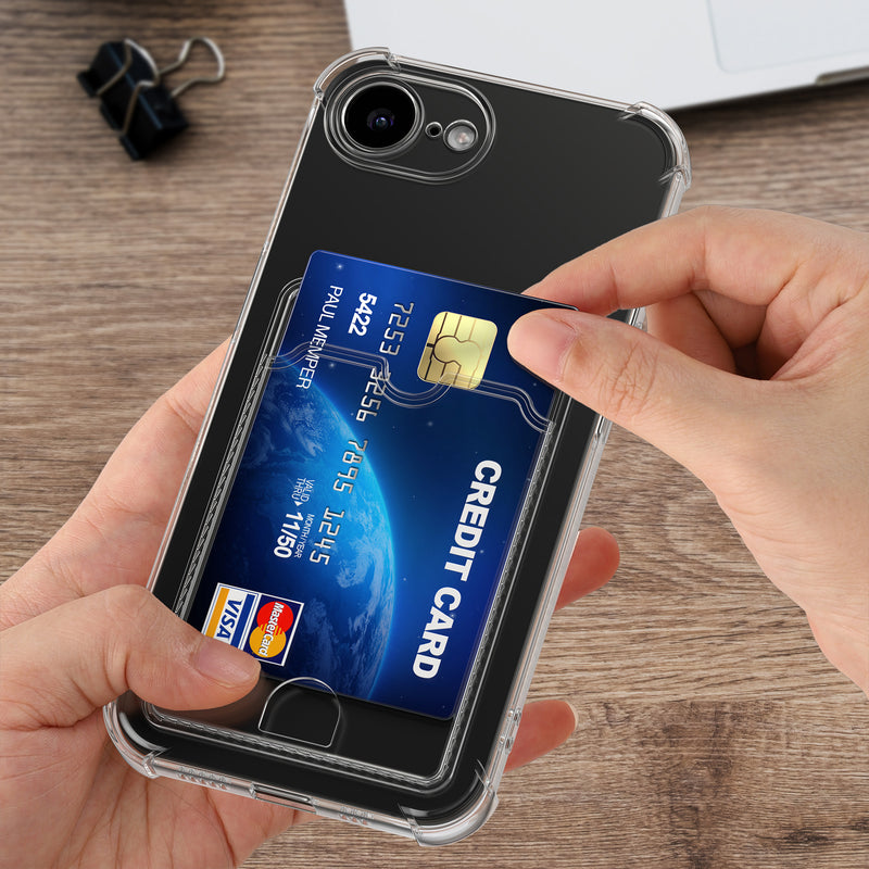 kwmobile Card Holder Case Compatible with Apple iPhone 17e / iPhone 16e - Soft Case - Protective Cover Transparent