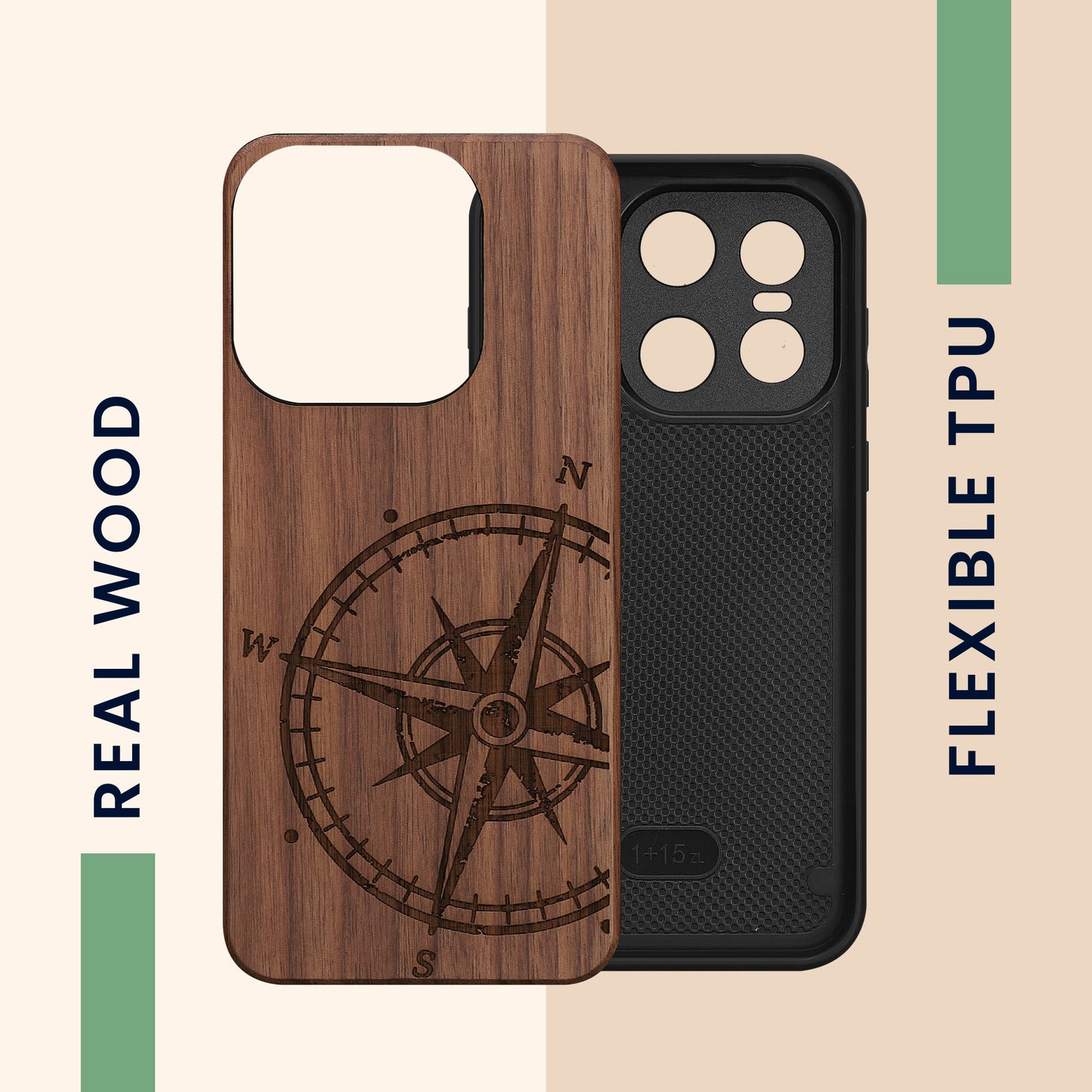 kwmobile Case Compatible with OnePlus 15 Phone Cover TPU Phone Case Compass Vintage