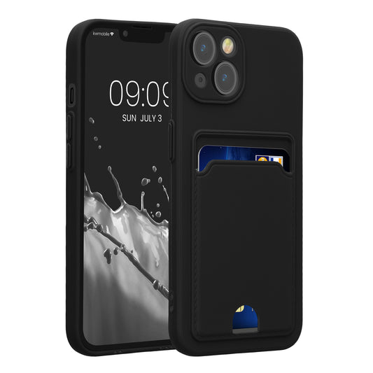 kwmobile Handyhülle kompatibel mit Apple iPhone 13 Hülle - Handy Cover mit Fach für Karten - in Schwarz Schwarz  
