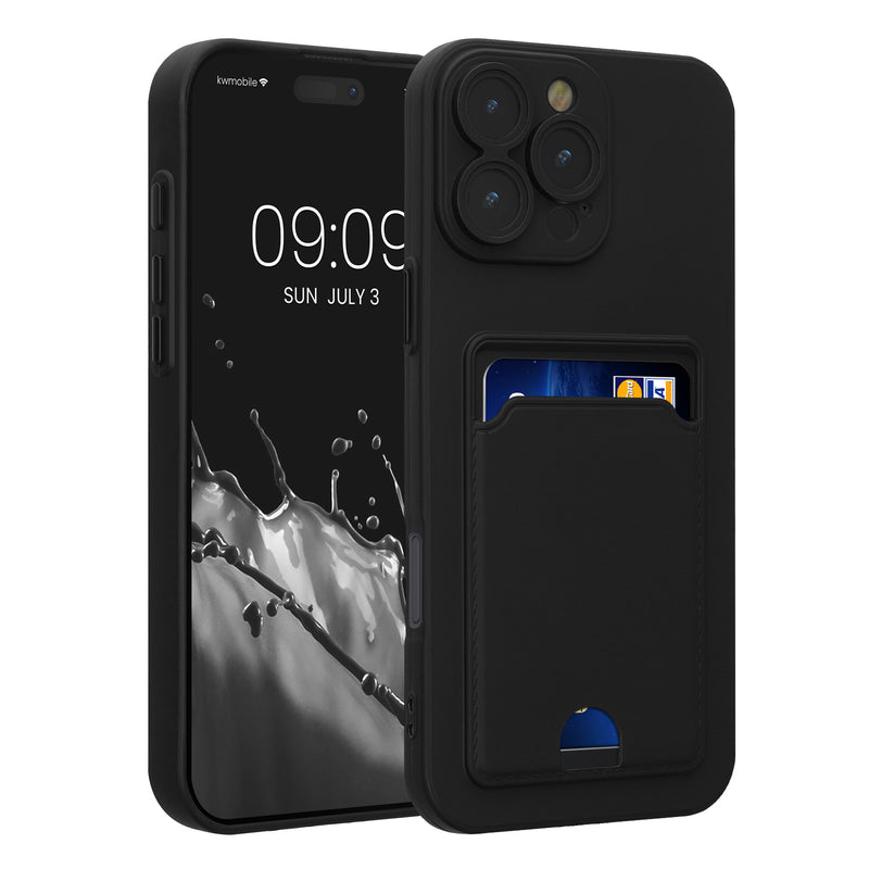 kwmobile Handyhülle kompatibel mit Apple iPhone 16 Pro Max Hülle - Handy Cover mit Fach für Karten - in Schwarz Schwarz  