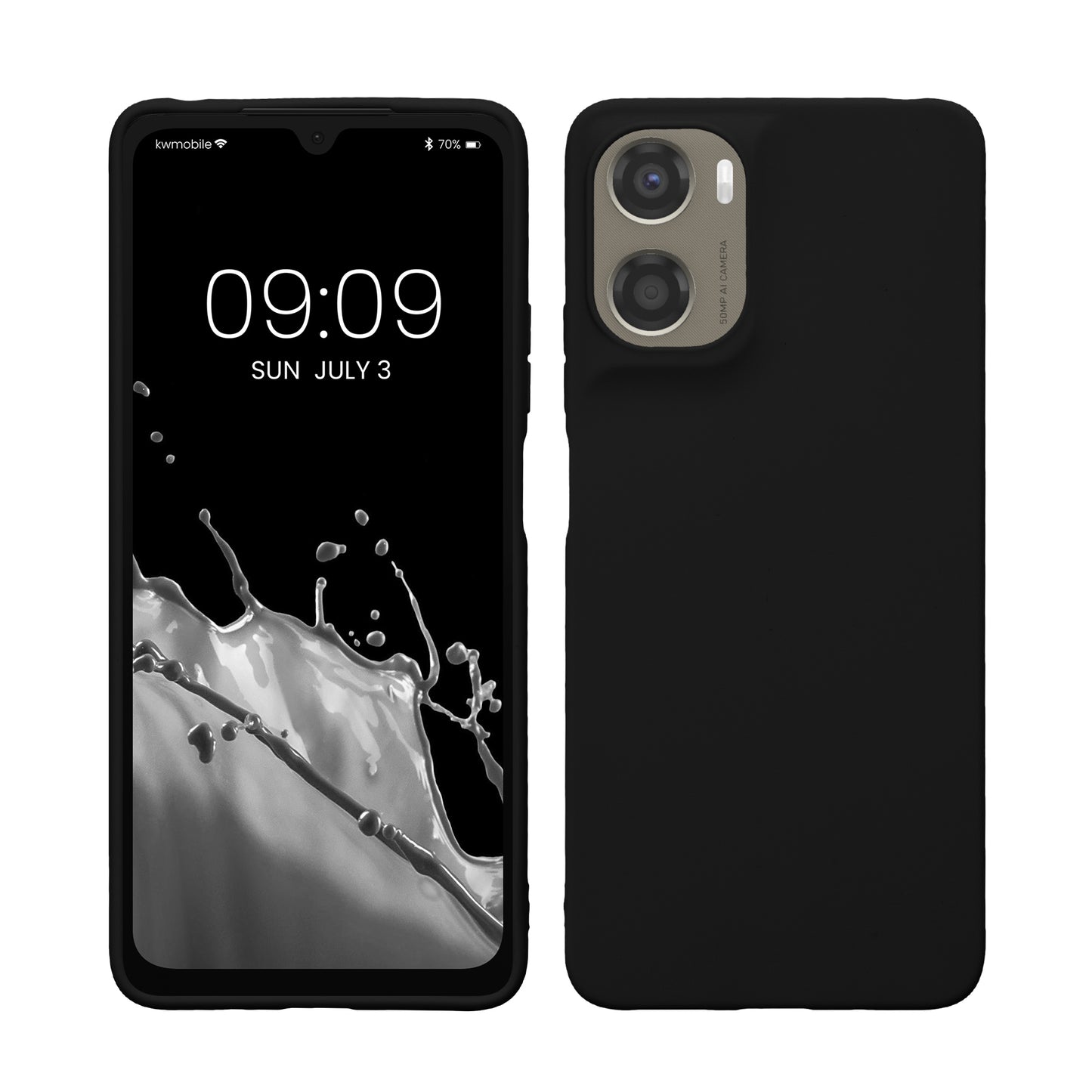 kwmobile Hülle kompatibel mit Motorola Moto G06 Hülle - weiches TPU Silikon Case - Cover geeignet für kabelloses Laden - Schwarz matt Schwarz matt  