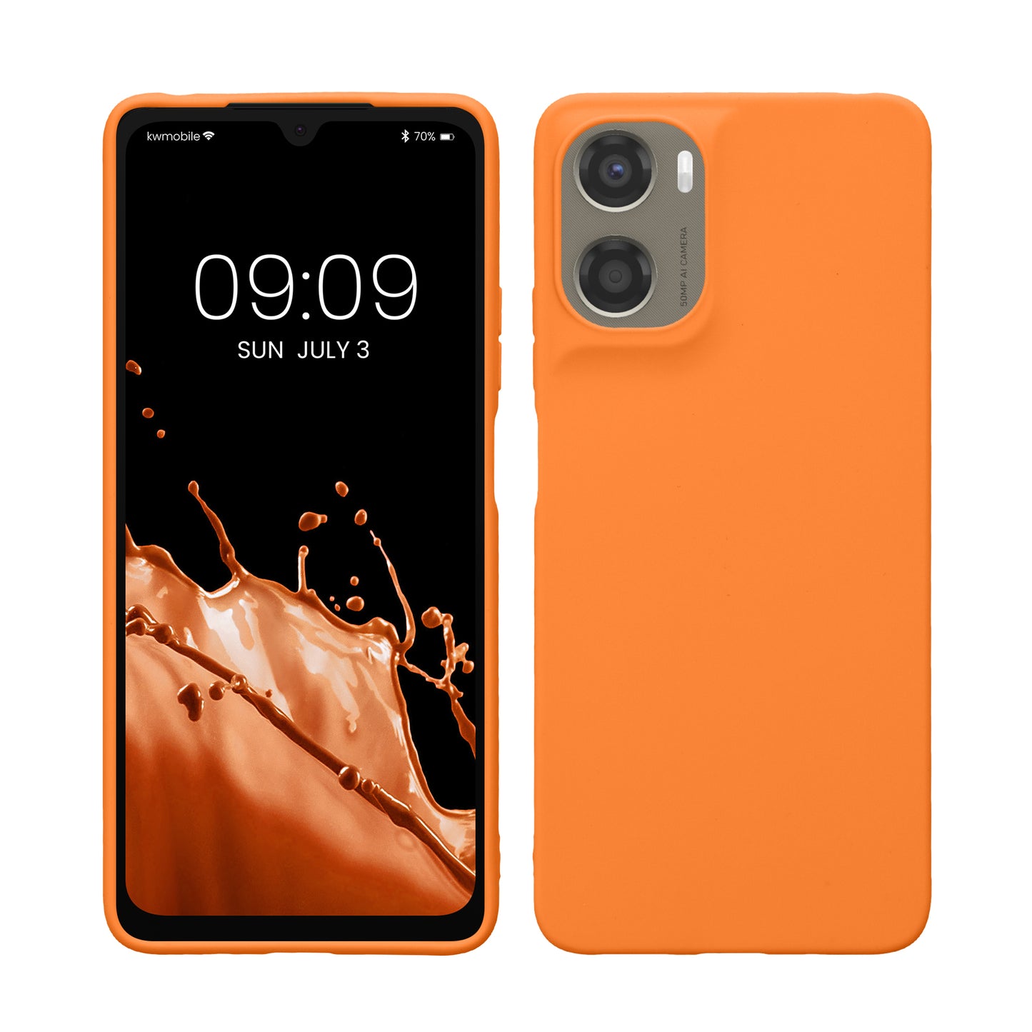 kwmobile Hülle kompatibel mit Motorola Moto G06 Hülle - weiches TPU Silikon Case - Cover geeignet für kabelloses Laden - Fruity Orange Fruity Orange  