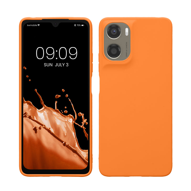 kwmobile Hülle kompatibel mit Motorola Moto G06 Hülle - weiches TPU Silikon Case - Cover geeignet für kabelloses Laden - Fruity Orange Fruity Orange  