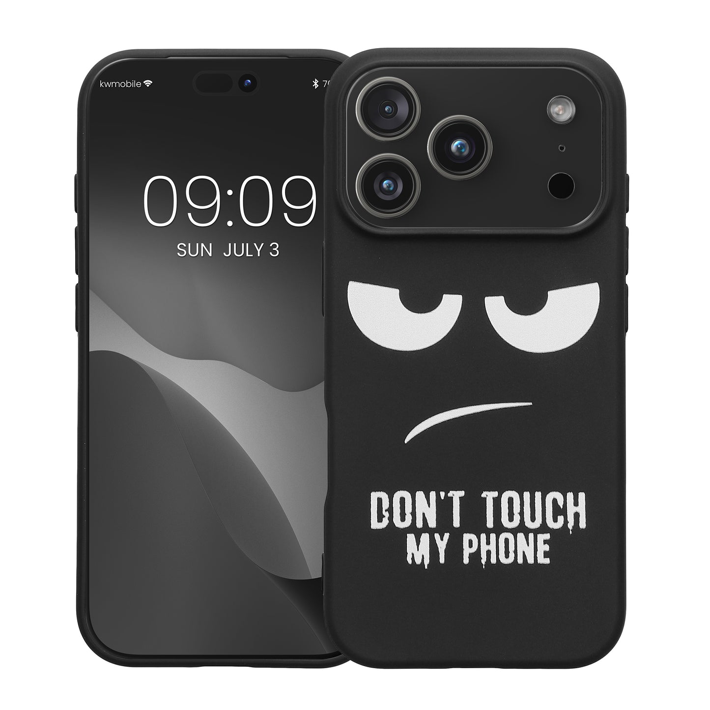 kwmobile Case Compatible with Apple iPhone 17 Pro - Silicone Phone Case - Don't touch my Phone