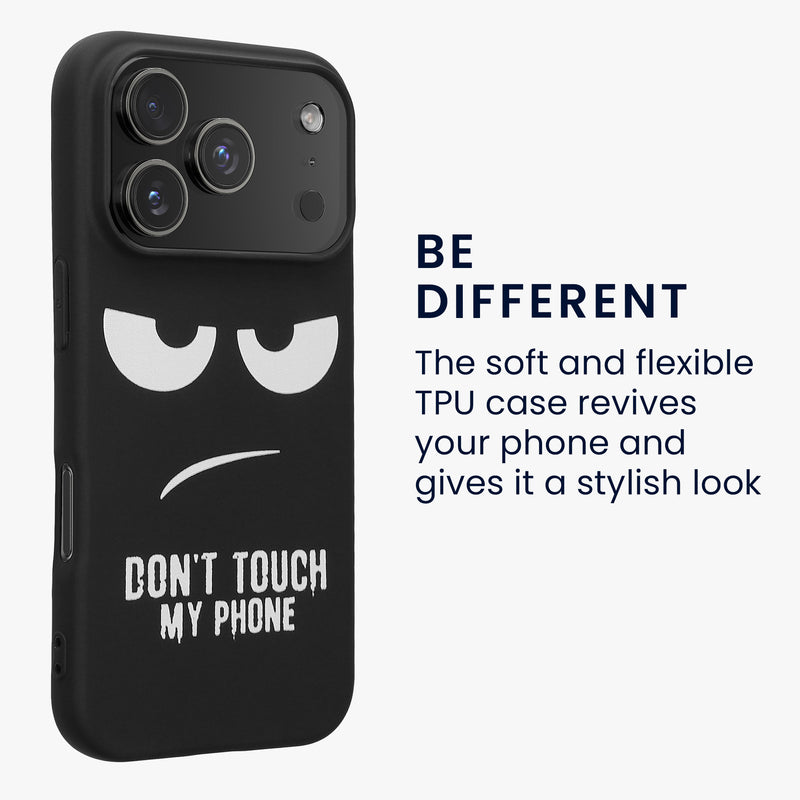 kwmobile Case Compatible with Apple iPhone 17 Pro - Silicone Phone Case - Don't touch my Phone