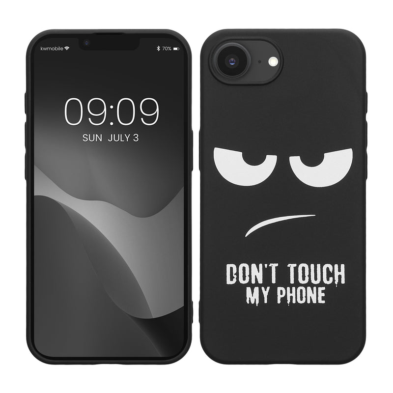 kwmobile Hülle kompatibel mit Apple iPhone 17e / iPhone 16e - Handyhülle Silikon Case - Don't touch my Phone Weiß Schwarz Weiß  [dsg01]