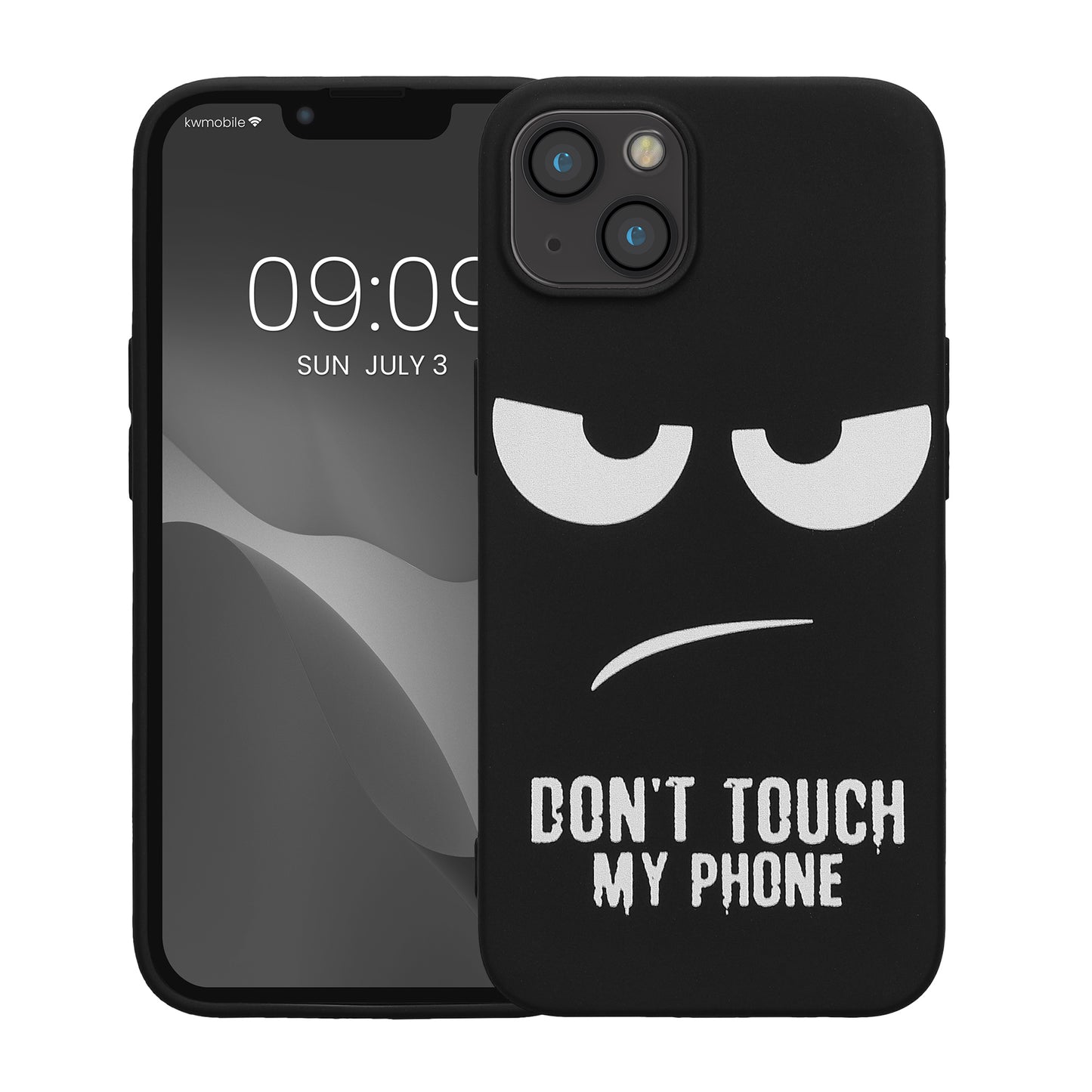 kwmobile Case Compatible with Apple iPhone 13 - Silicone Phone Case - Don't touch my Phone