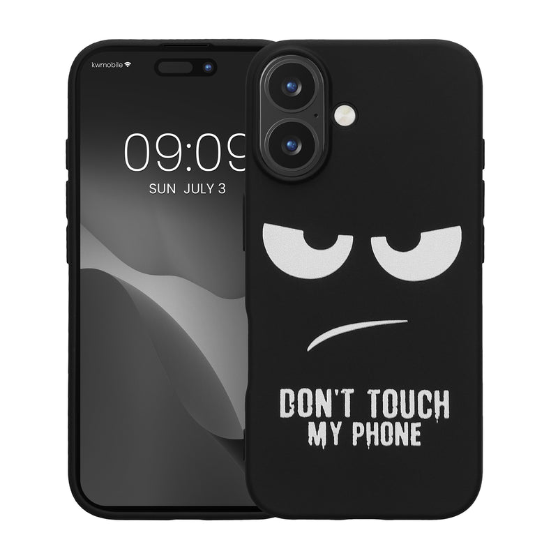kwmobile Case compatible with Apple iPhone 16 - Silicone Phone Cover - Don't touch my Phone