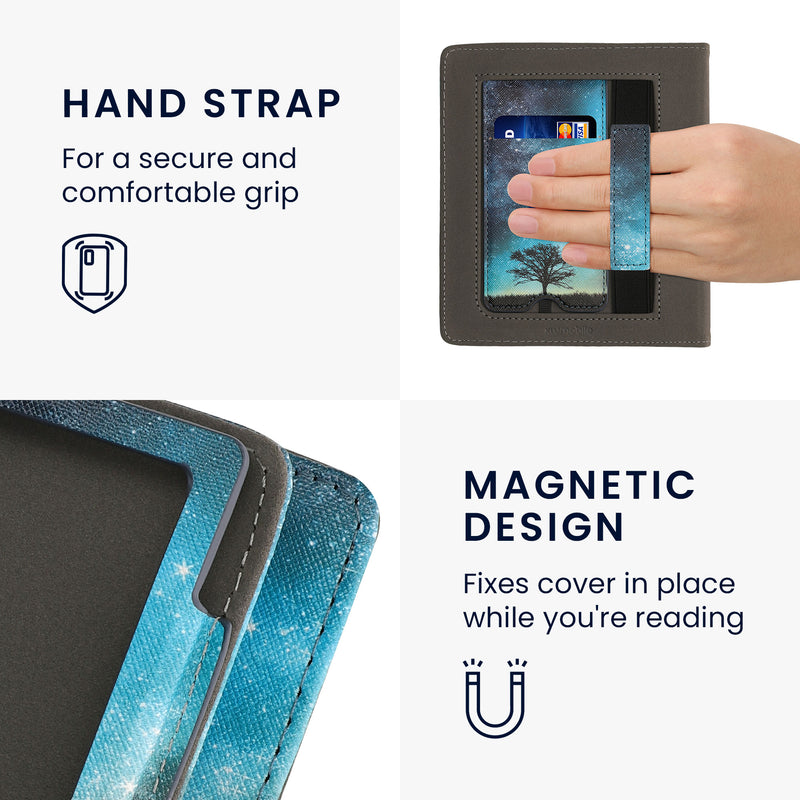 kwmobile Flip Cover compatible with Onyx Boox Leaf 2 - Case with Hand Strap