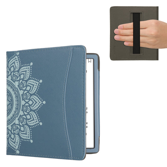 kwmobile Flip Hülle kompatibel mit Onyx Boox Leaf 2 - Vorderfach Handschlaufe - Aufgehende Sonne Blau Blau  [dsg01]
