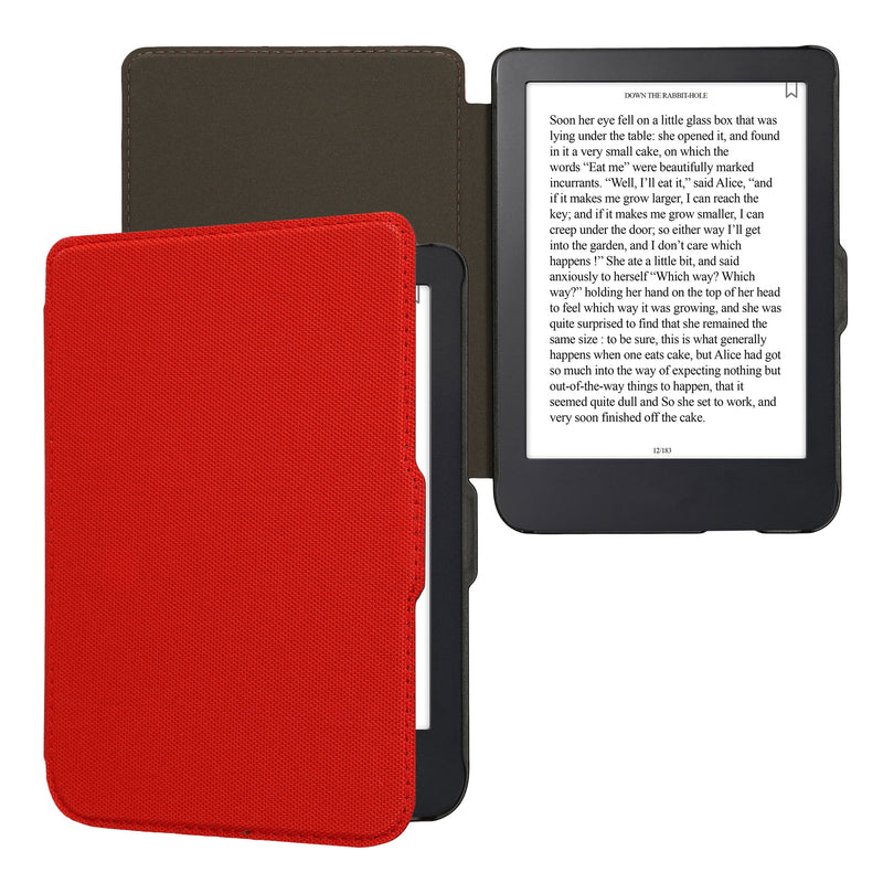 kwmobile Hülle kompatibel mit Kobo Clara 2E / Tolino Shine 4 - Nylon eReader Schutzhülle Cover Case - Rot Rot  