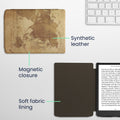 kwmobile Case for Pocketbook InkPad 4 / Color 3 / Color 2 / Vivlio InkPad 4 / InkPad Color 3 Cover - eReader Flip Case with Auto Sleep Function - Travel Vintage