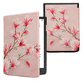 kwmobile Klapphülle kompatibel mit Pocketbook InkPad 4 / Color 3 / Color 2 / Vivlio InkPad 4 / InkPad Color 3 Hülle - eReader Case - Magnolien Rosa Weiß Altrosa Rosa  [dsg02]