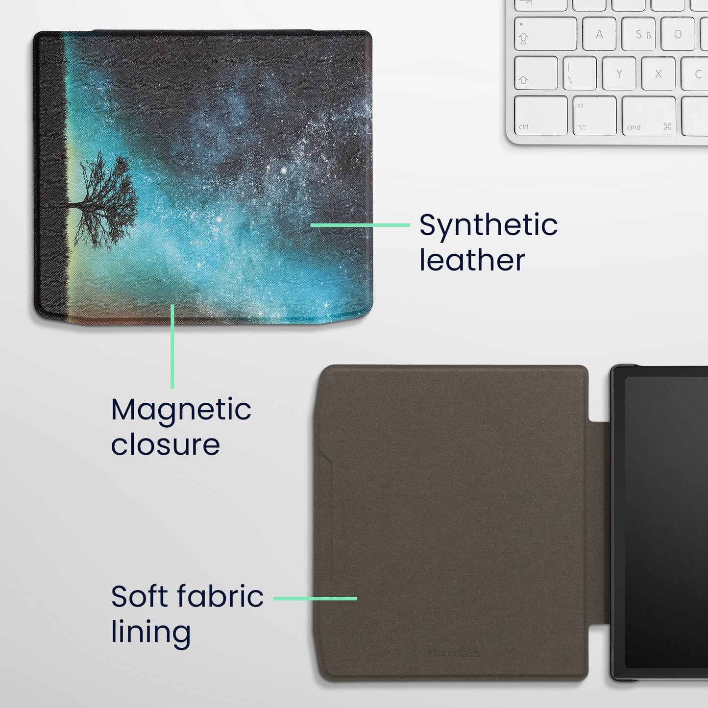 kwmobile Protective Cover for Pocketbook Era / Era Color Case - eReader Flip Case with Auto Sleep Function - Galaxy Tree Meadow