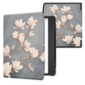 kwmobile Klapphülle kompatibel mit Pocketbook Era / Era Color Hülle - eReader Case - Magnolien Taupe Weiß Blaugrau Taupe  [dsg05]