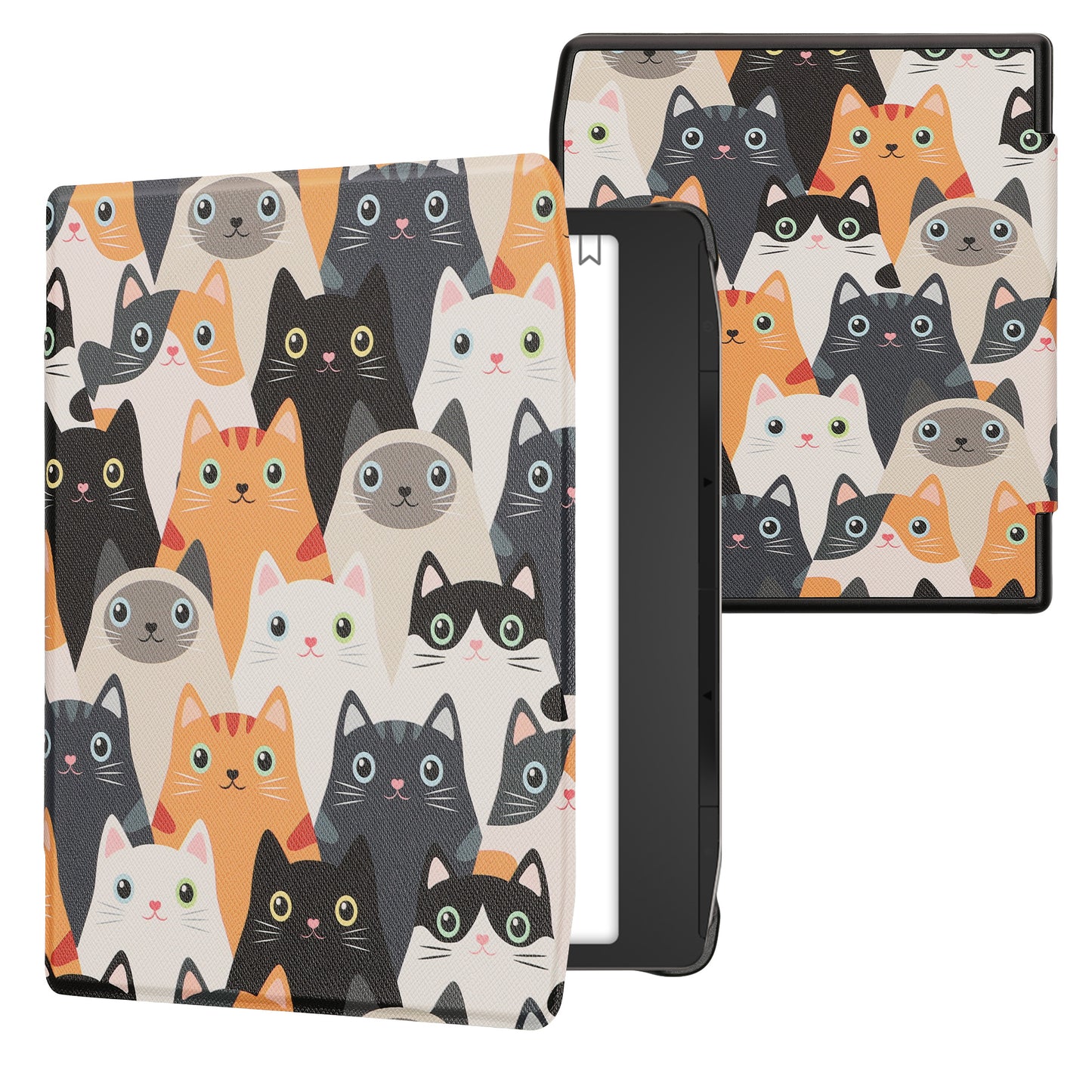 kwmobile Klapphülle kompatibel mit Pocketbook Era / Era Color Hülle - eReader Case - Katzen Orange Schwarz Weiß Orange  [dsg06]