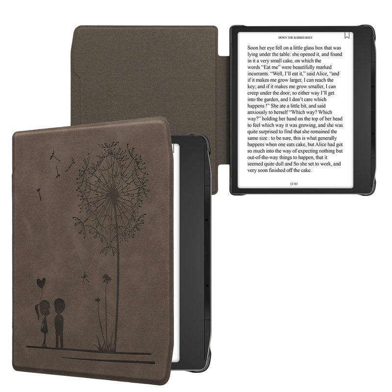 kwmobile Protective Case for Pocketbook Era / Era Color Case - eReader Cover Made of Faux Leather with Auto Sleep Function - Dandelion Love