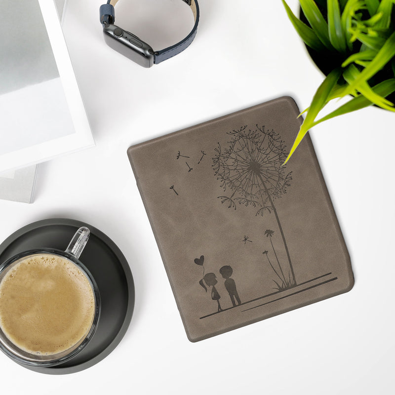 kwmobile Protective Case for Pocketbook Era / Era Color Case - eReader Cover Made of Faux Leather with Auto Sleep Function - Dandelion Love