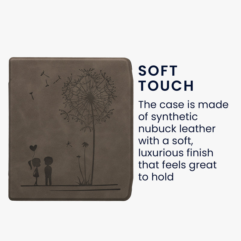 kwmobile Protective Case for Pocketbook Era / Era Color Case - eReader Cover Made of Faux Leather with Auto Sleep Function - Dandelion Love