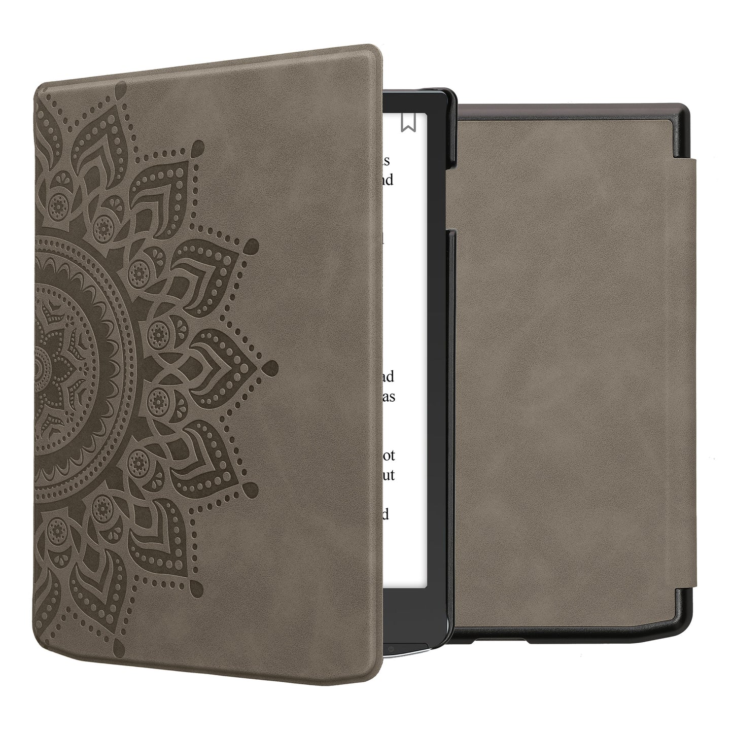 kwmobile Hülle kompatibel mit Pocketbook InkPad 4 / Color 3 / Color 2 / Vivlio InkPad 4 / InkPad Color 3 Hülle - Kunstleder Cover - Aufgehende Sonne Grau Grau  [dsg02]