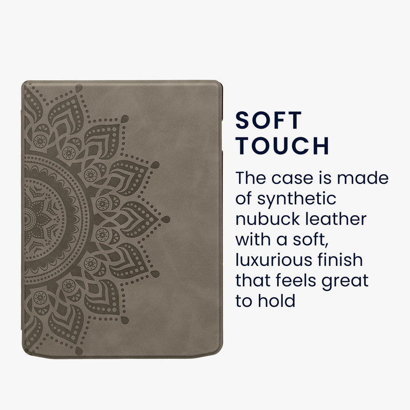 kwmobile Protective Case for Pocketbook InkPad 4 / Color 3 / Color 2 / Vivlio InkPad 4 / InkPad Color 3 Case - Faux Leather eReader Cover with Auto Sleep Function